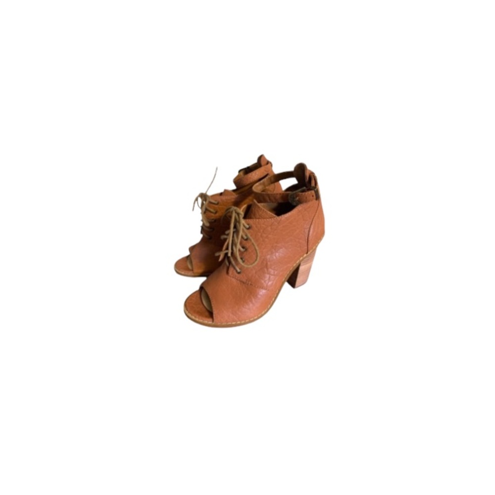 Kelsi Dagger Cognac Open Toed Ankle Boots - Women’s Size 9.5